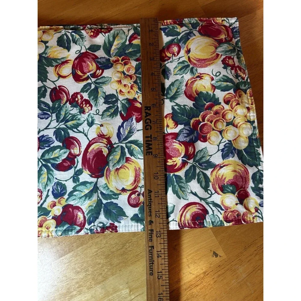 Vintage Fruit Print Reversible Placemats Set of 4 Farmhouse Kitchen Table Decor